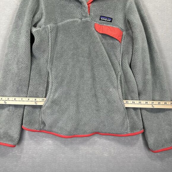 Patagonia Women's Re-Tool Medium Snap-T Pullover Gray & Coral Polartec Thermal - Picture 8 of 14